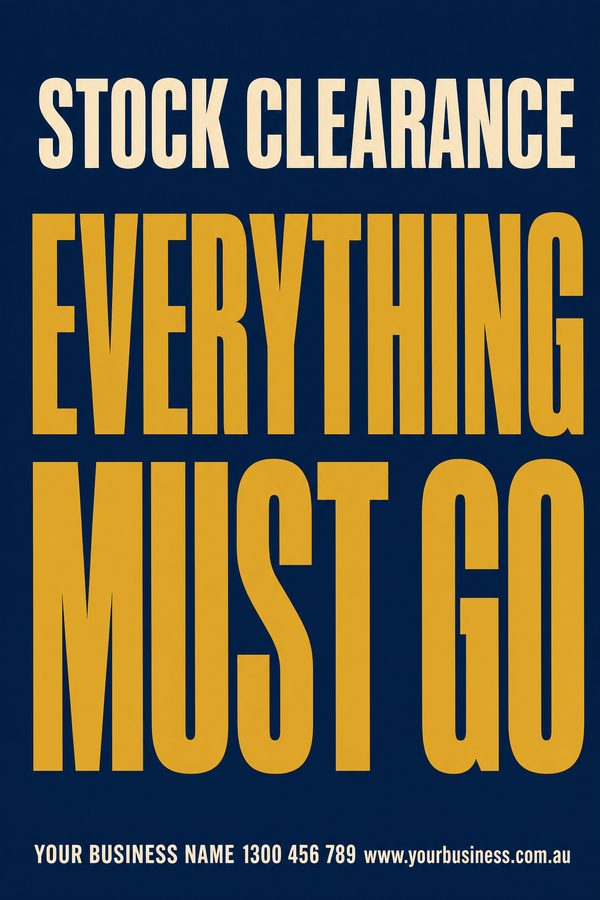 Stock Clearance Navy — Sales & promotions design