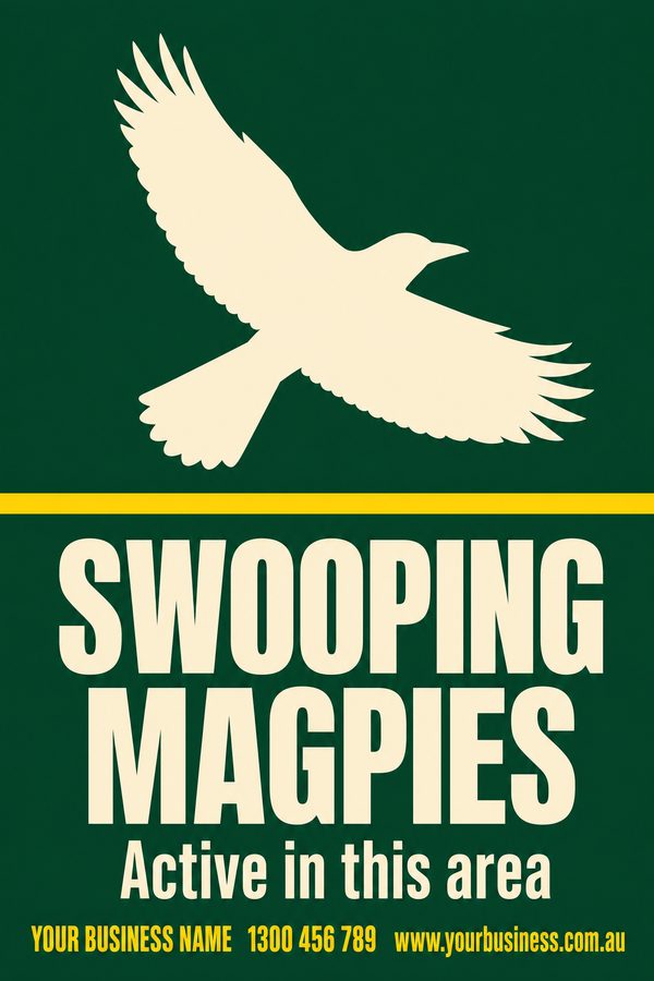 SWOOPING MAGPIES — Snake & Wildlife Warning design