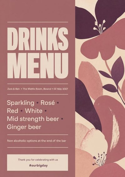 Drinks Menu — Foam Board Wedding Welcome Signs & Seating Charts design for Wedding