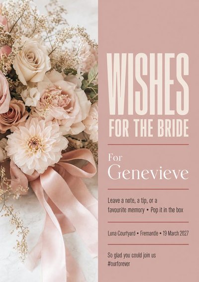 Wishes for the Bride — Foam Board Hens & Bucks Signs design for Hens party