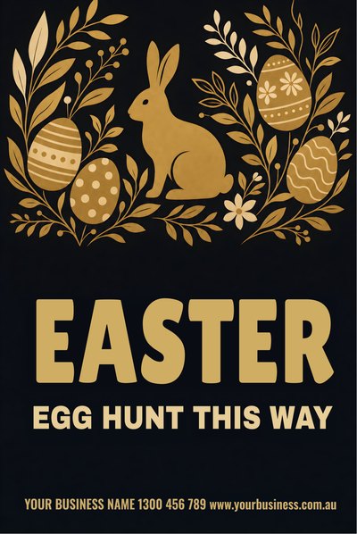 Easter Egg Hunt — Gold Bunny — Easter Signs (corflute) design for Easter