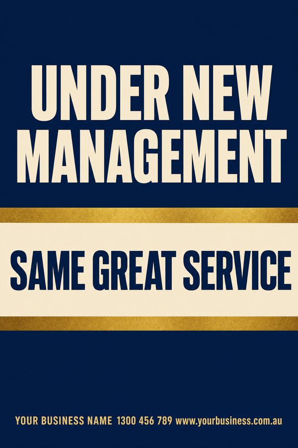 Under New Management Navy 2 — Sales & promotions design