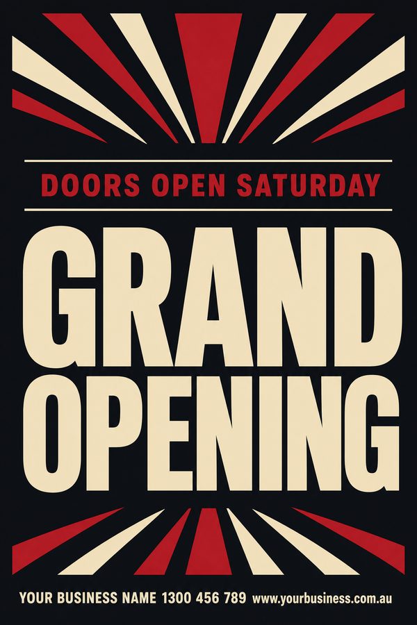 Grand Opening Charcoal — Sales & promotions design