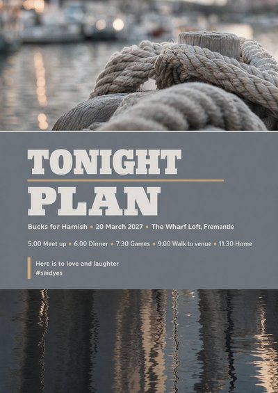 Bucks — Tonight's Plan — Foam Board Hens & Bucks Signs design for Hens party