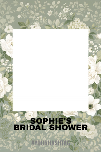 Bridal Shower White Florals Sage — Wedding Selfie Frames design for Wedding