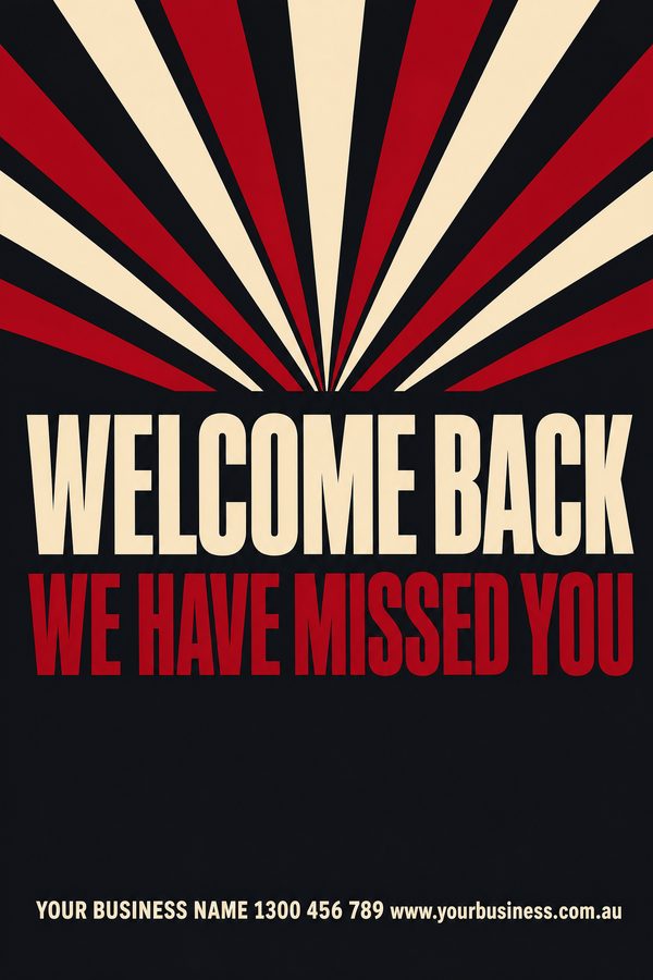 Welcome Back Charcoal — Sales & promotions design