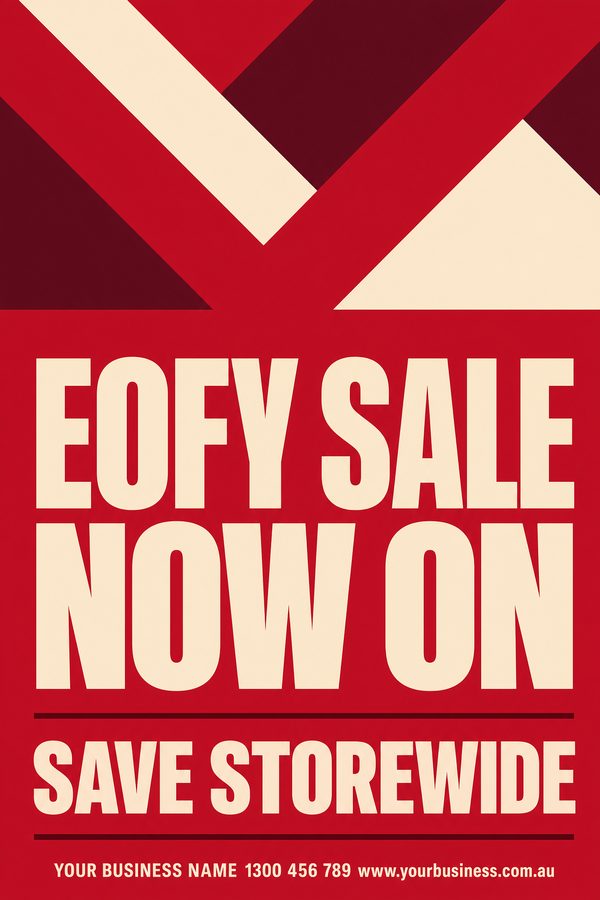 Eofy Sale Now Crimson — EOFY & stocktake design