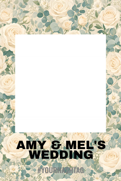 Wedding Ivory Roses Eucalyptus — Wedding Selfie Frames design for Wedding