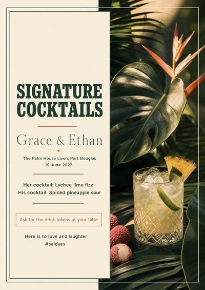 Signature Cocktails — Foam Board Wedding Welcome Signs & Seating Charts design for Wedding