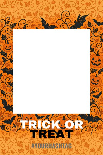 Trick or Treat — Orange & Black Pumpkins — Halloween Selfie Frames design for Halloween