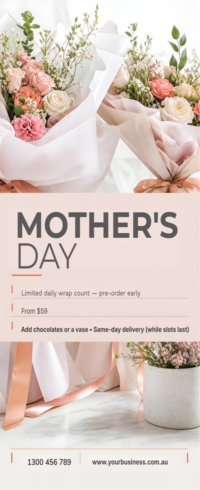 Mother's Day — Pre-order Now — Mother's Day Pull Up Banners design for Mother's Day