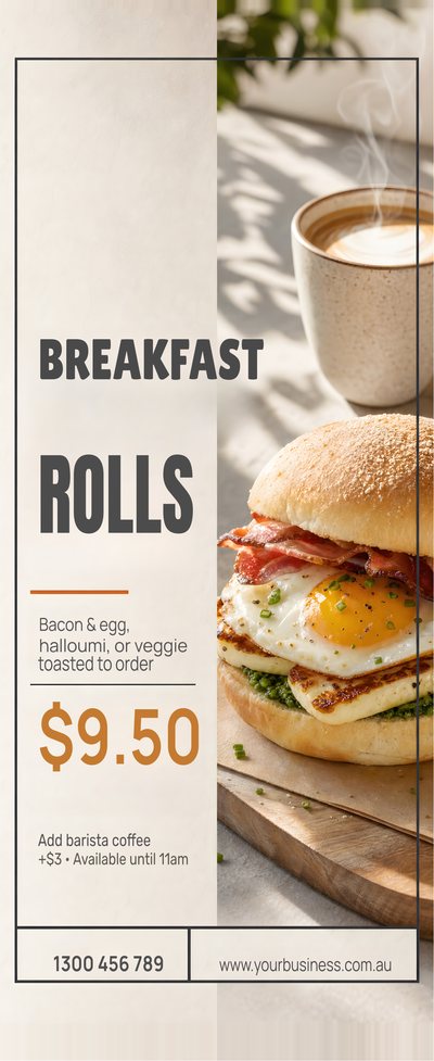 Breakfast Rolls — Pull-Up Banners design for Café