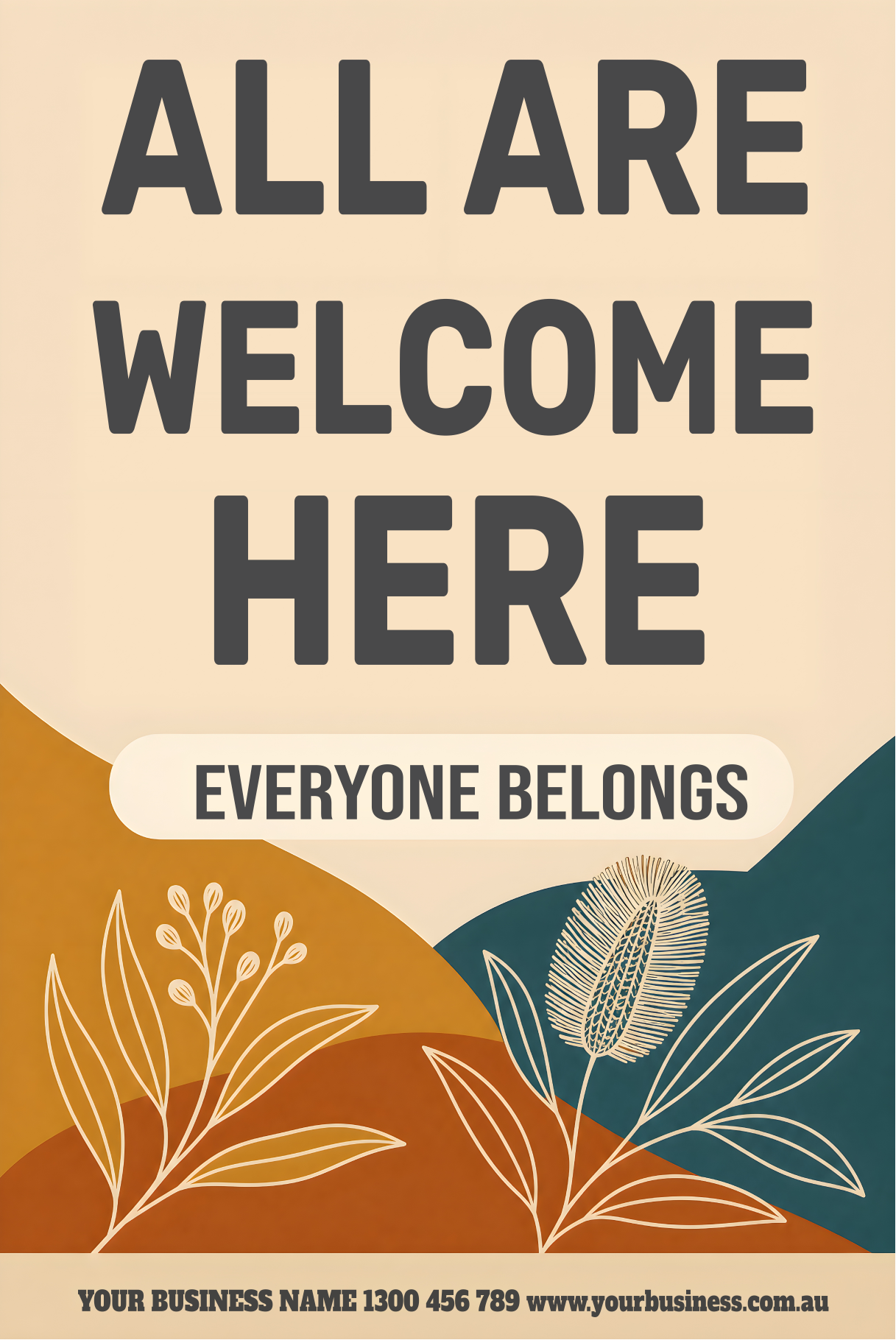 All Are Welcome Here — Harmony Week corflute sign