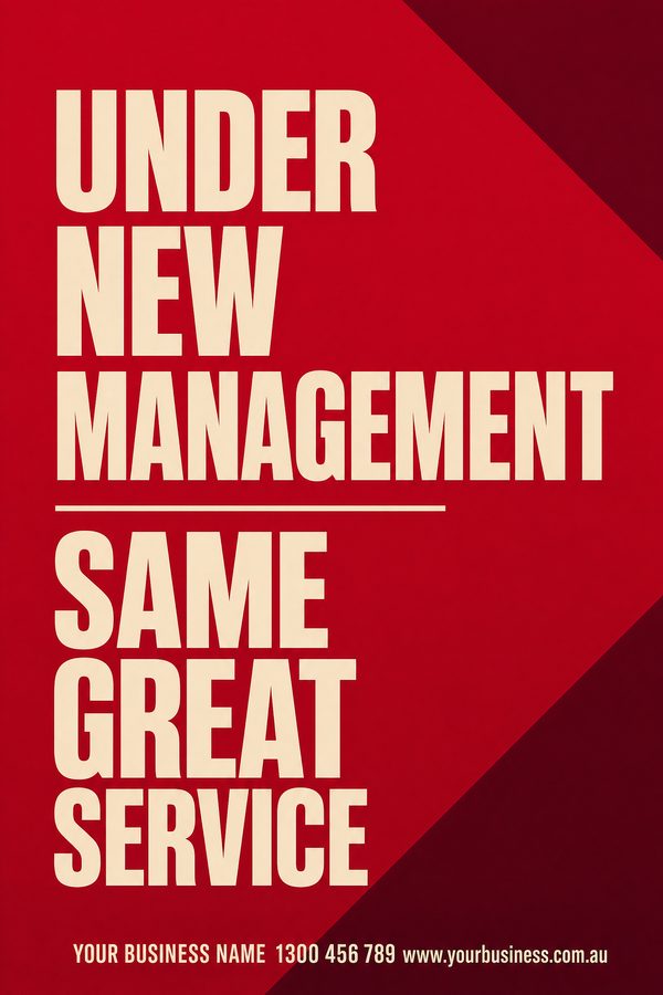Under New Management Crimson — Sales & promotions design
