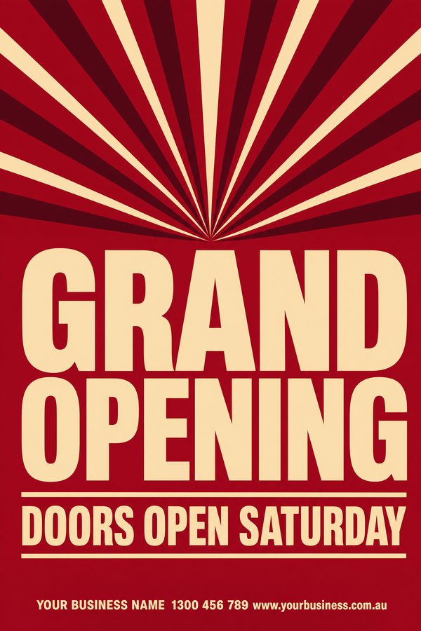 Grand Opening Crimson — Sales & promotions design
