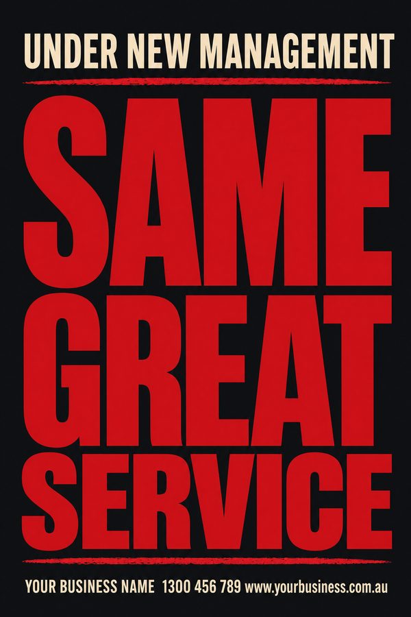 Under New Management Charcoal 2 — Sales & promotions design