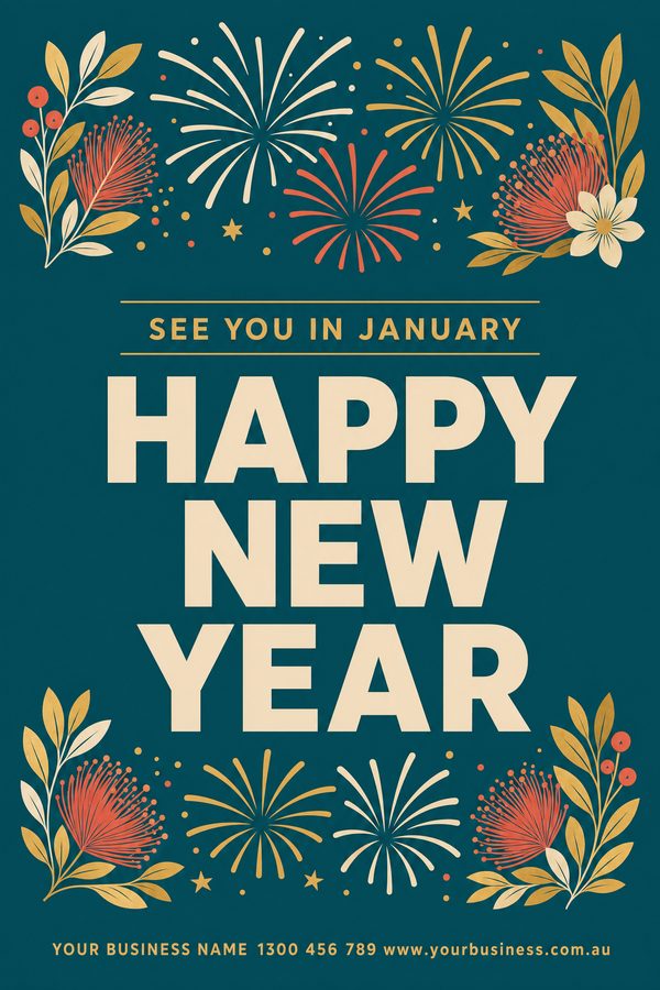 Happy New Year Teal — Seasonal & holidays design