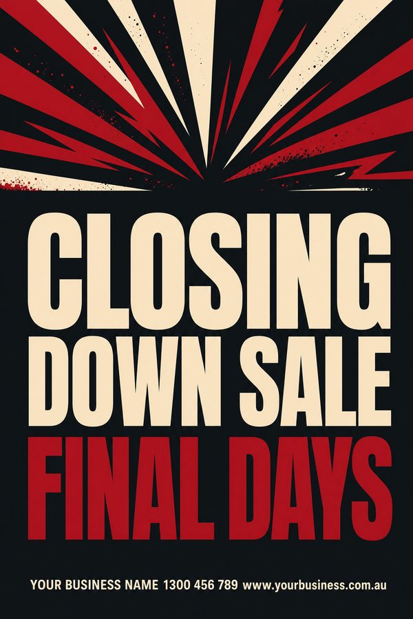 Closing Down Sale Charcoal — Sales & promotions design
