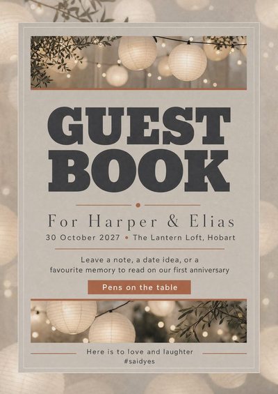 Engagement — Guest Book — Foam Board Hens & Bucks Signs design for Hens party