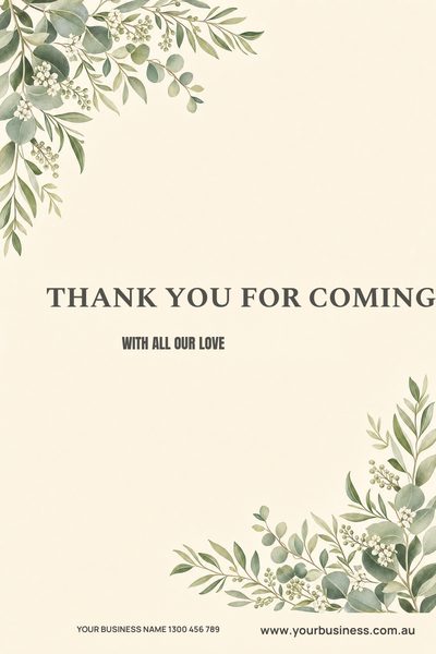 Thank You Coming Ivory — Wedding Welcome Signs & Seating Charts design for Wedding