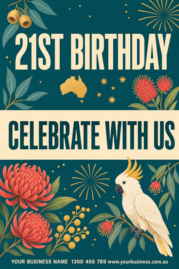21st Birthday Teal — Parties & celebrations design