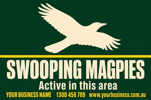SWOOPING MAGPIES 2 — Snake & Wildlife Warning design