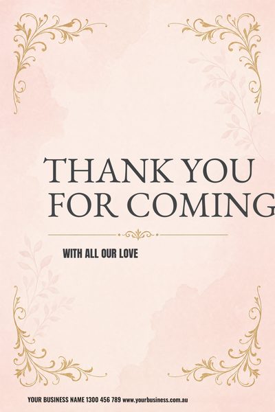 Thank You Coming Blush — Wedding Welcome Signs & Seating Charts design for Wedding