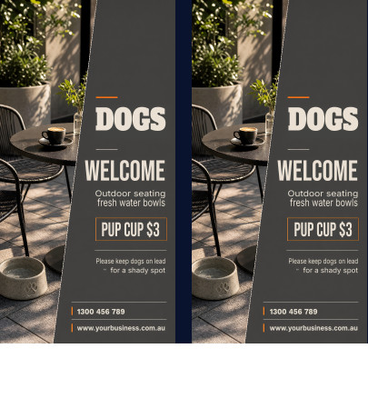 Dogs Welcome — Fabric Banner Stands design for Café