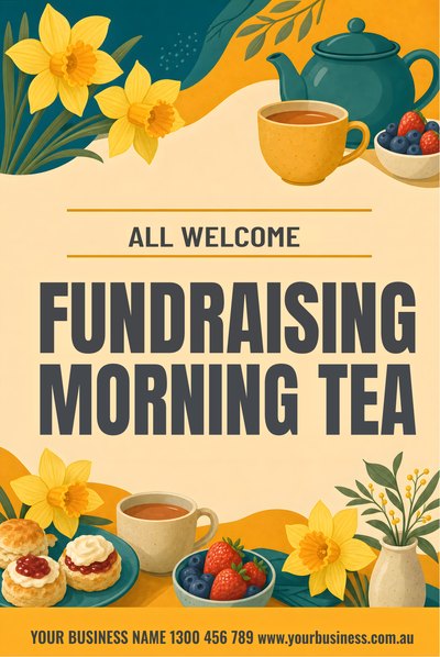 Fundraising Morning Tea — 2 — Daffodil Day Signs (corflute) design for Daffodil Day