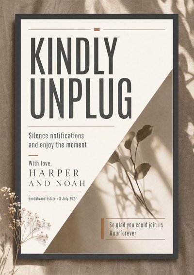 Kindly Unplug — Foam Board Wedding Welcome Signs & Seating Charts design for Wedding