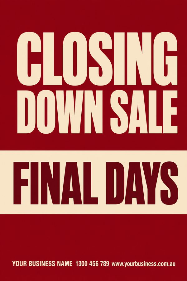 Closing Down Sale Crimson 2 — Sales & promotions design