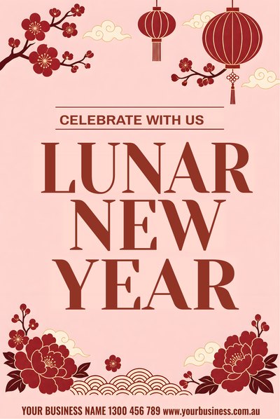 Lunar New Year — Blossom, Pink — Lunar New Year Signs (corflute) design for Lunar New Year