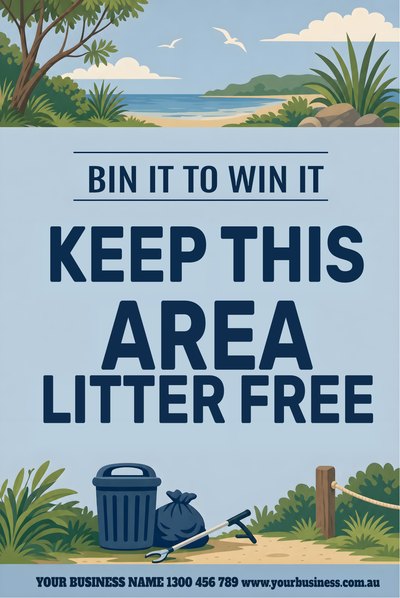 Keep This Area Litter Free — 2 — Clean Up Australia Day Signs (corflute) design for Clean Up Australia Day