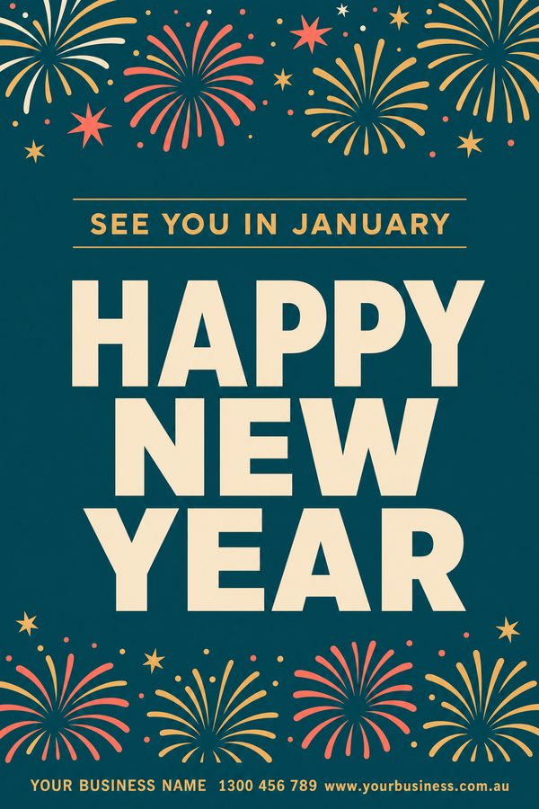 Happy New Year Teal 2 — Seasonal & holidays design