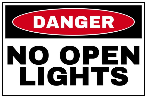 No Open Lights — No Entry & Prohibition design