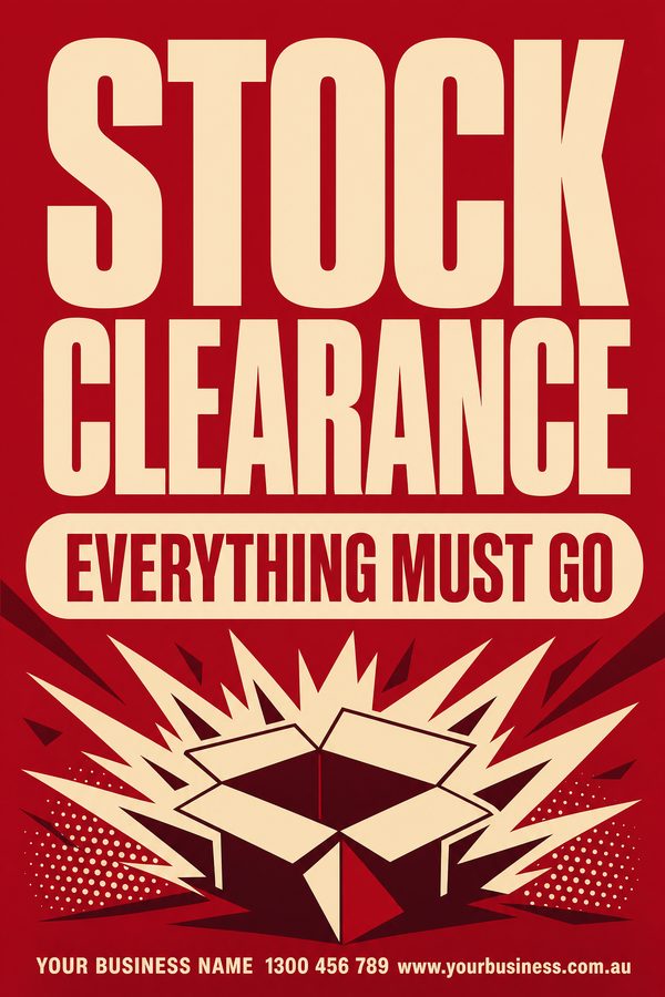 Stock Clearance Crimson — Sales & promotions design