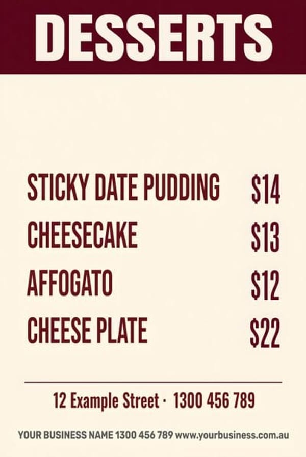 Desserts — Café & Restaurant design