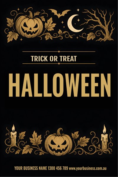 Halloween — Candlelight, Black & Gold — Halloween Signs (corflute) design for Halloween