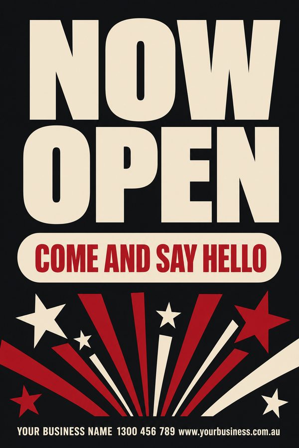 Now Open Charcoal — Sales & promotions design