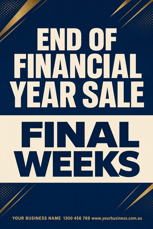 End Financial Year Navy — EOFY & stocktake design