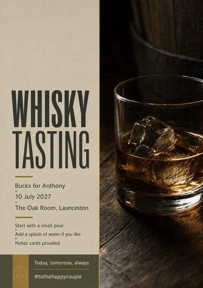 Bucks — Whisky Tasting — Foam Board Hens & Bucks Signs design for Hens party