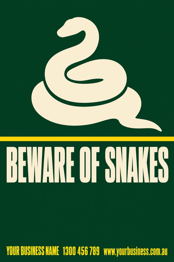 BEWARE OF SNAKES — Snake & Wildlife Warning design