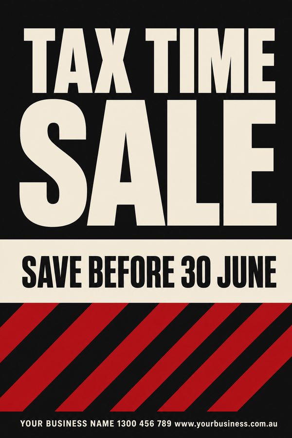 Tax Time Sale Charcoal — EOFY & stocktake design