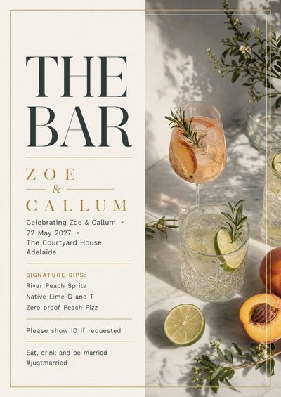 Engagement — The Bar — Foam Board Hens & Bucks Signs design for Hens party