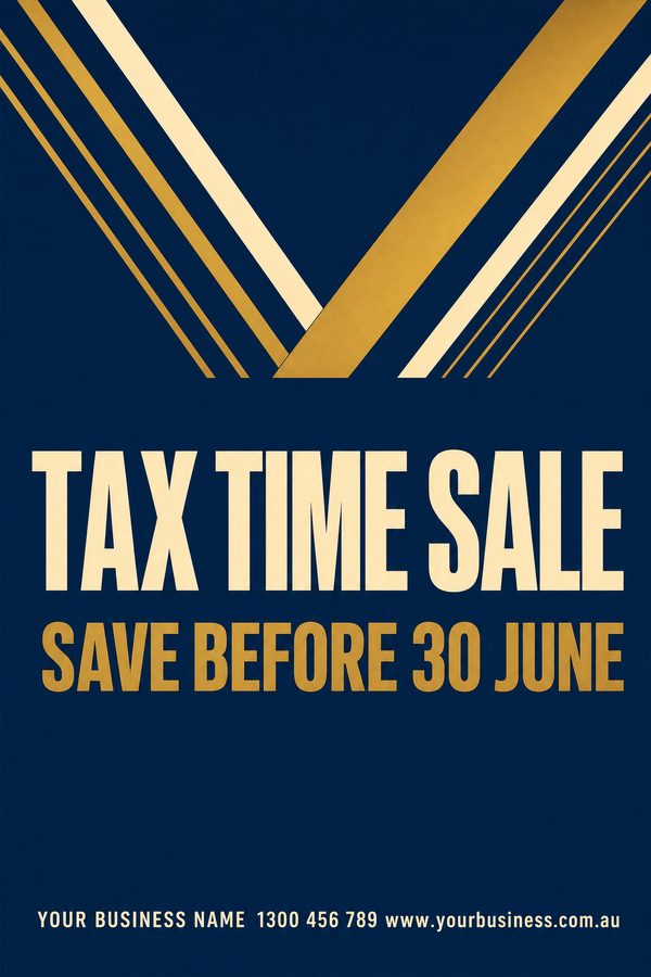 Tax Time Sale Navy — EOFY & stocktake design